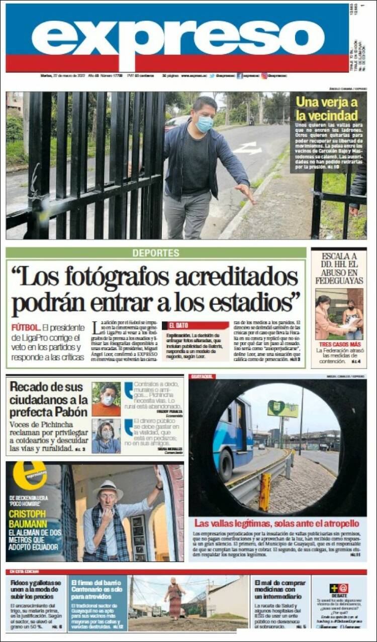 Portada de Expreso (Ecuador)