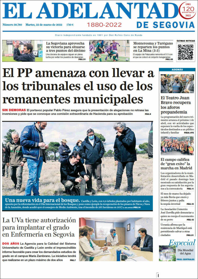 Portada de El Adelantado de Segovia (España)