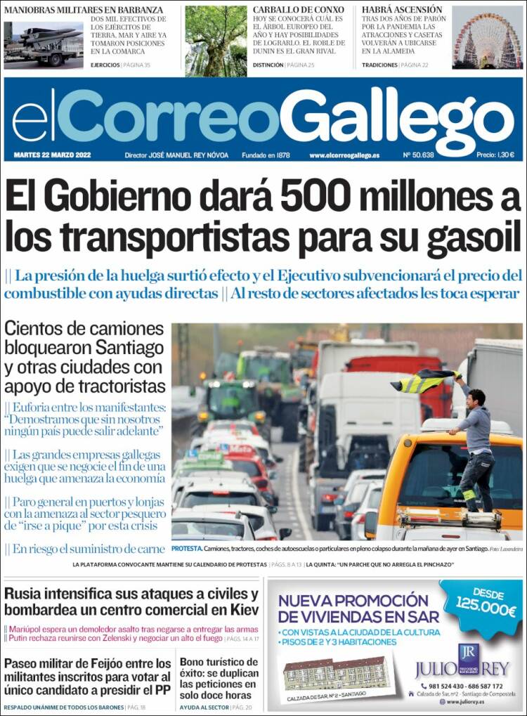 Portada de El Correo Gallego (España)