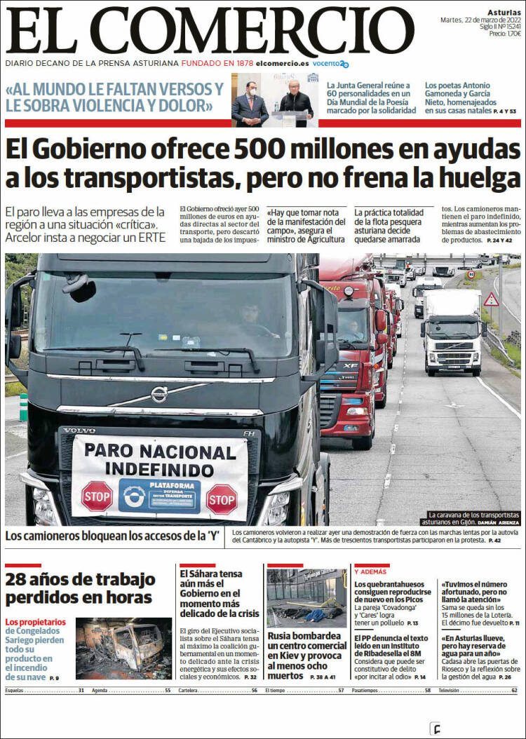 Portada de El Comercio (España)