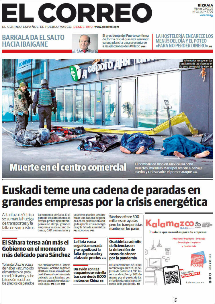 Portada de El Correo (España)