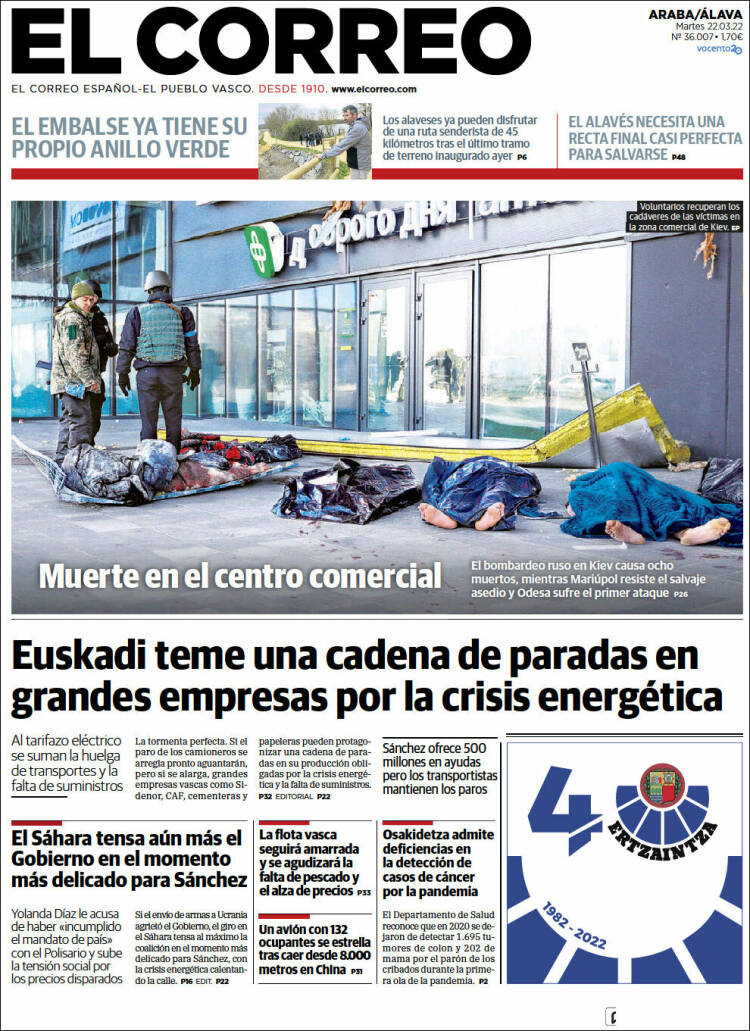 Portada de El Correo - Álava (España)