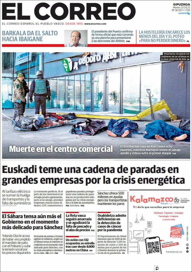 Portada de El Correo - Guipuzcoa (España)