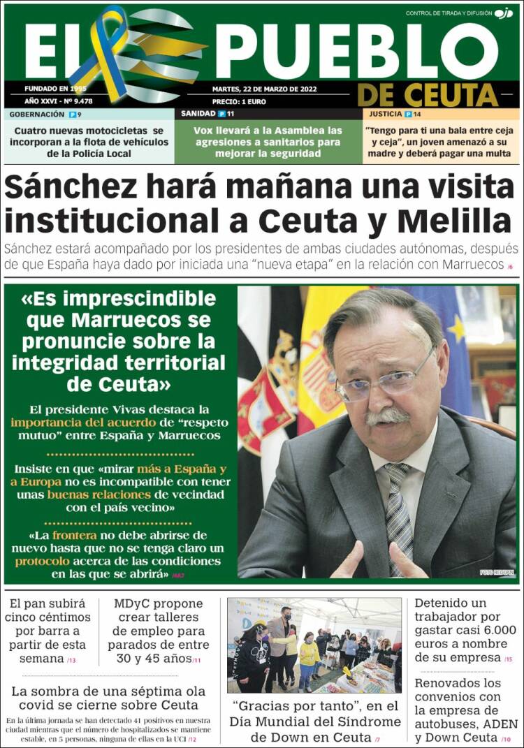 Portada de El Pueblo de Ceuta (España)