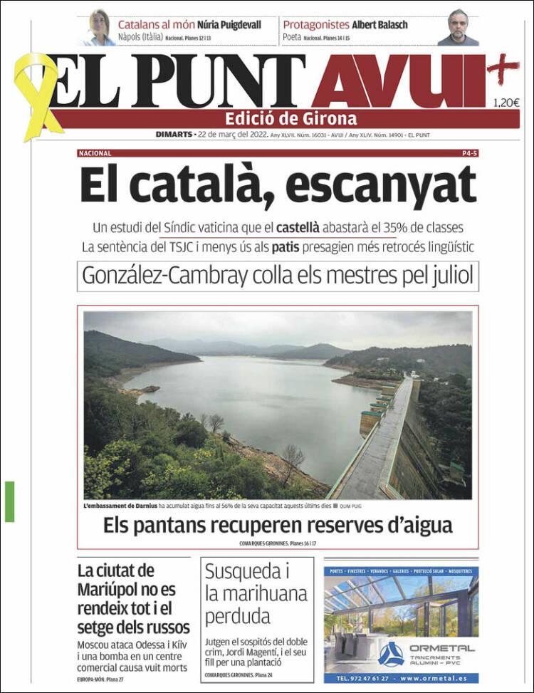 Portada de El Punt Avui - Girona (España)