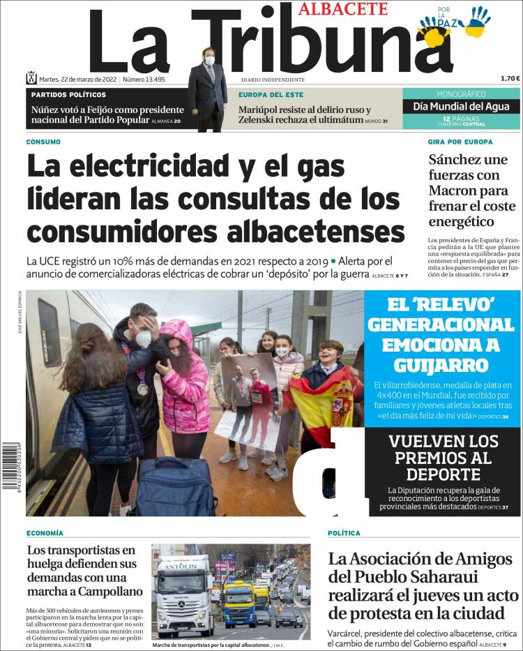 Portada de La Tribuna de Albacete (España)