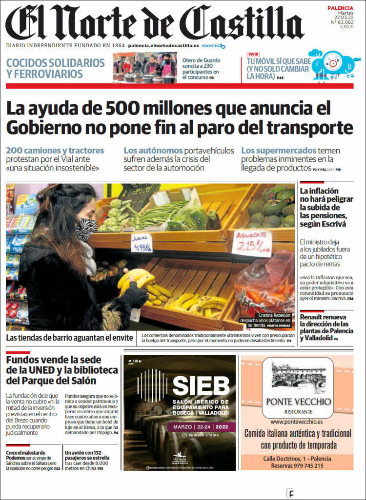 Portada de Norte de Castilla - Palencia (España)