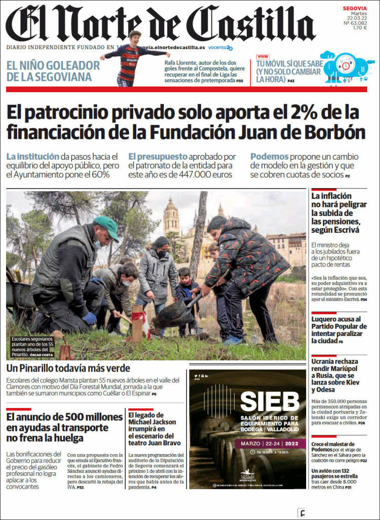 Portada de Norte de Castilla - Segovia (España)