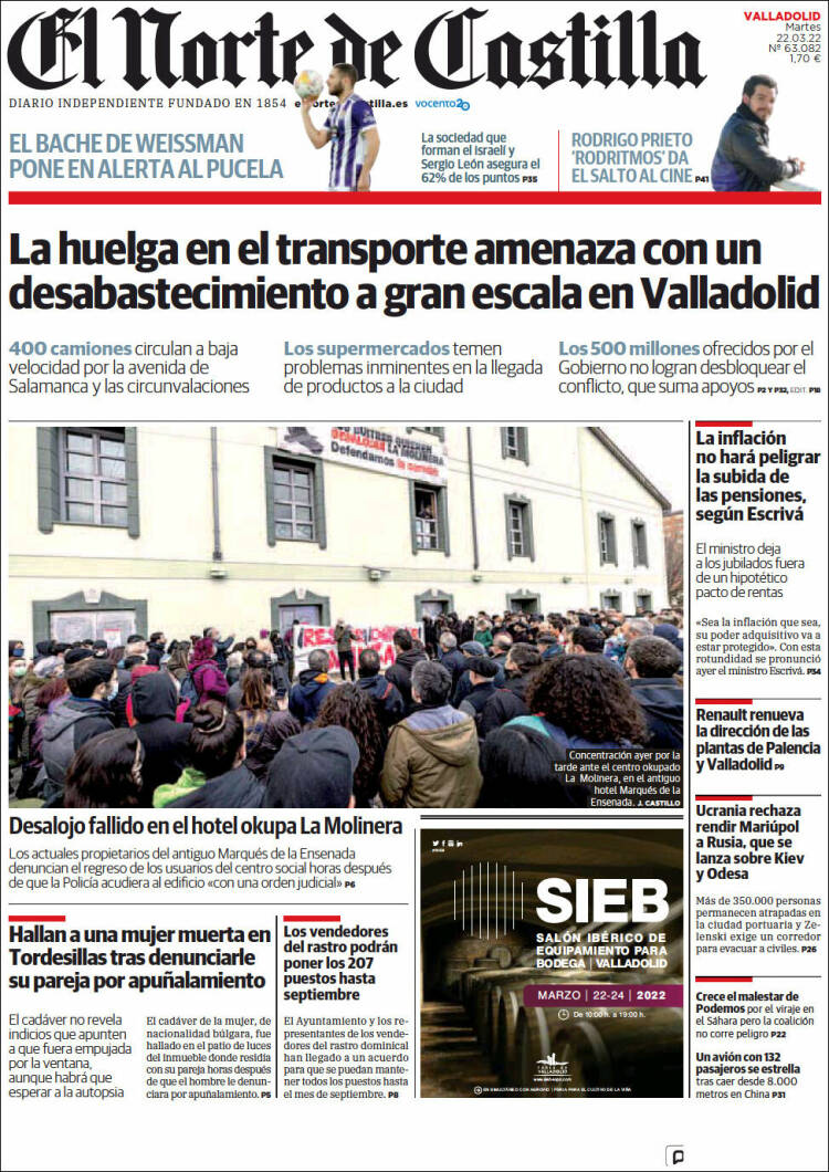 Portada de Norte de Castilla - Valladolid (España)