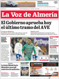 Portada de La Voz de Almería (España)
