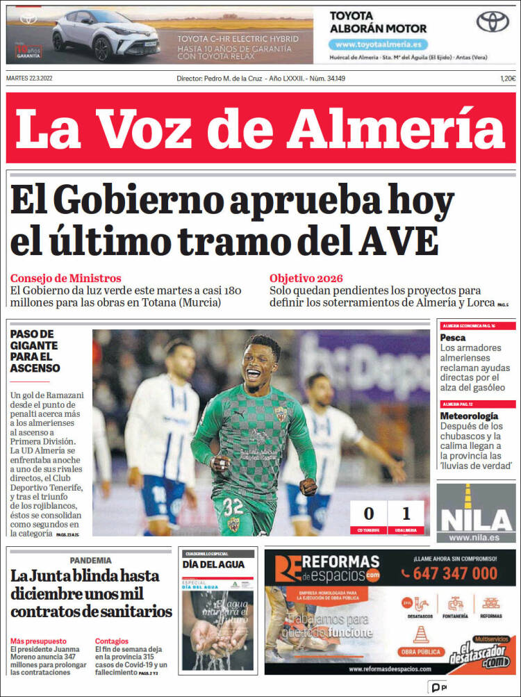 Portada de La Voz de Almería (España)