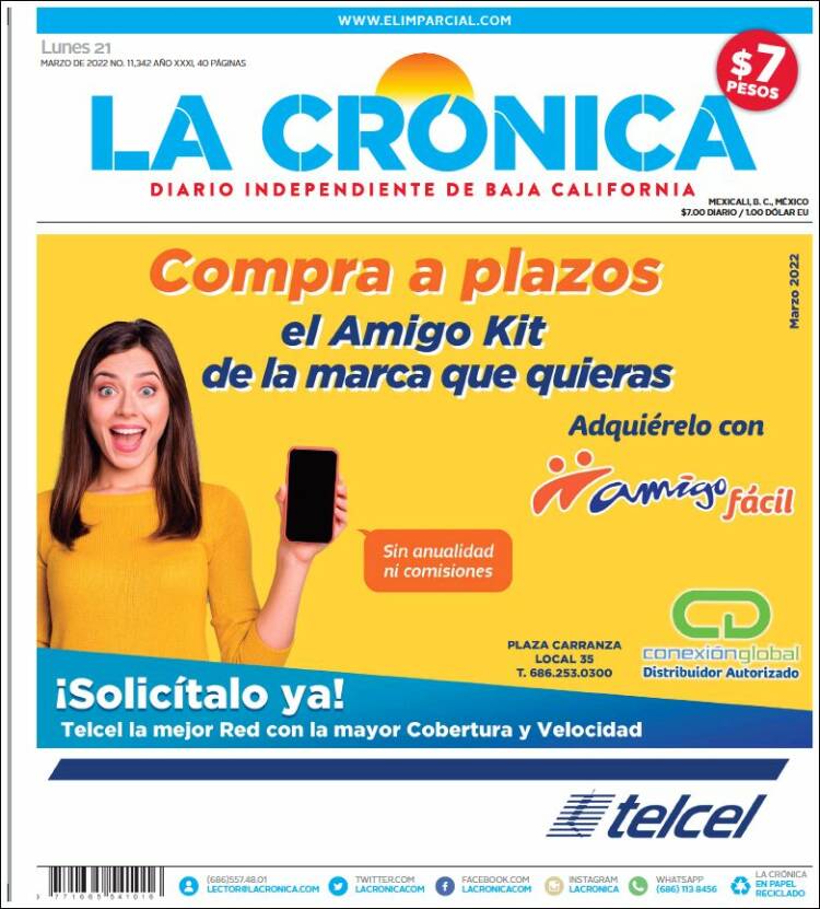 Portada de La Crónica de Baja California (M&eacute;xico)
