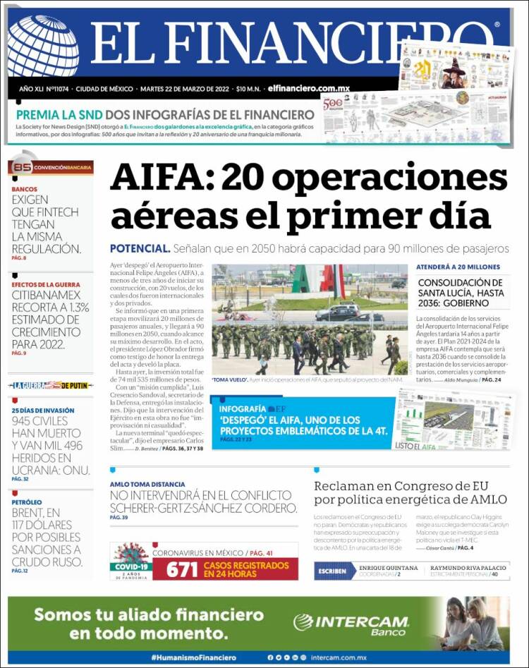 Portada de El Financiero (M&eacute;xico)