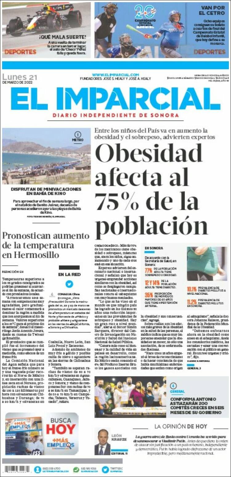 Portada de El Imparcial (M&eacute;xico)