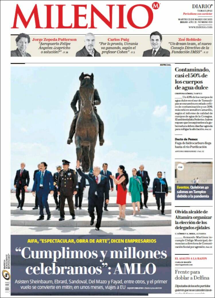 Portada de Milenio - Tamaulipas (M&eacute;xico)