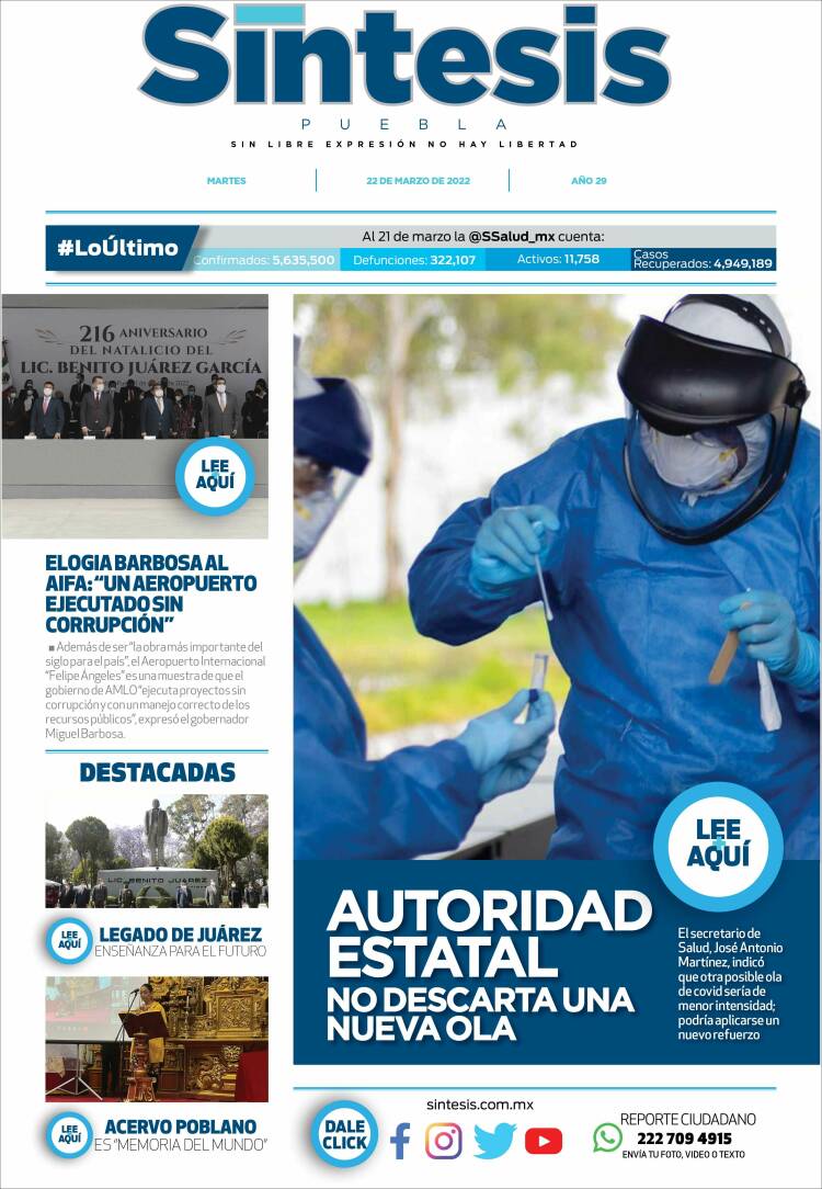 Portada de Síntesis - Puebla (M&eacute;xico)