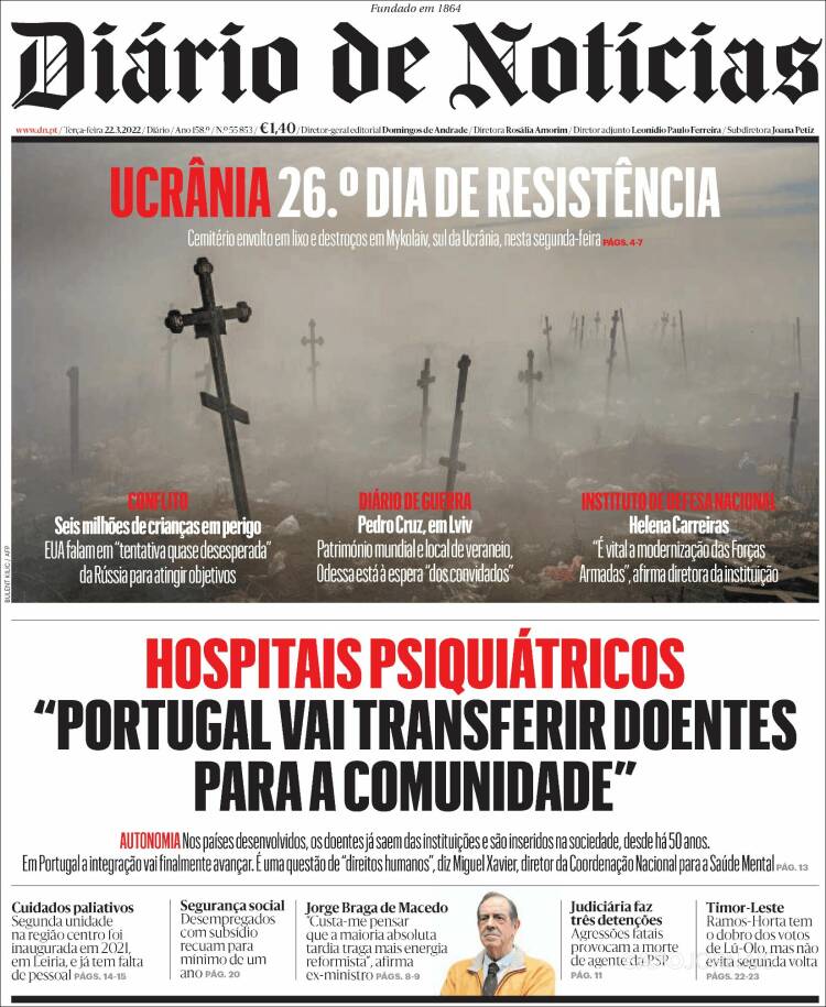 Portada de Diário de Noticias (Portugal)