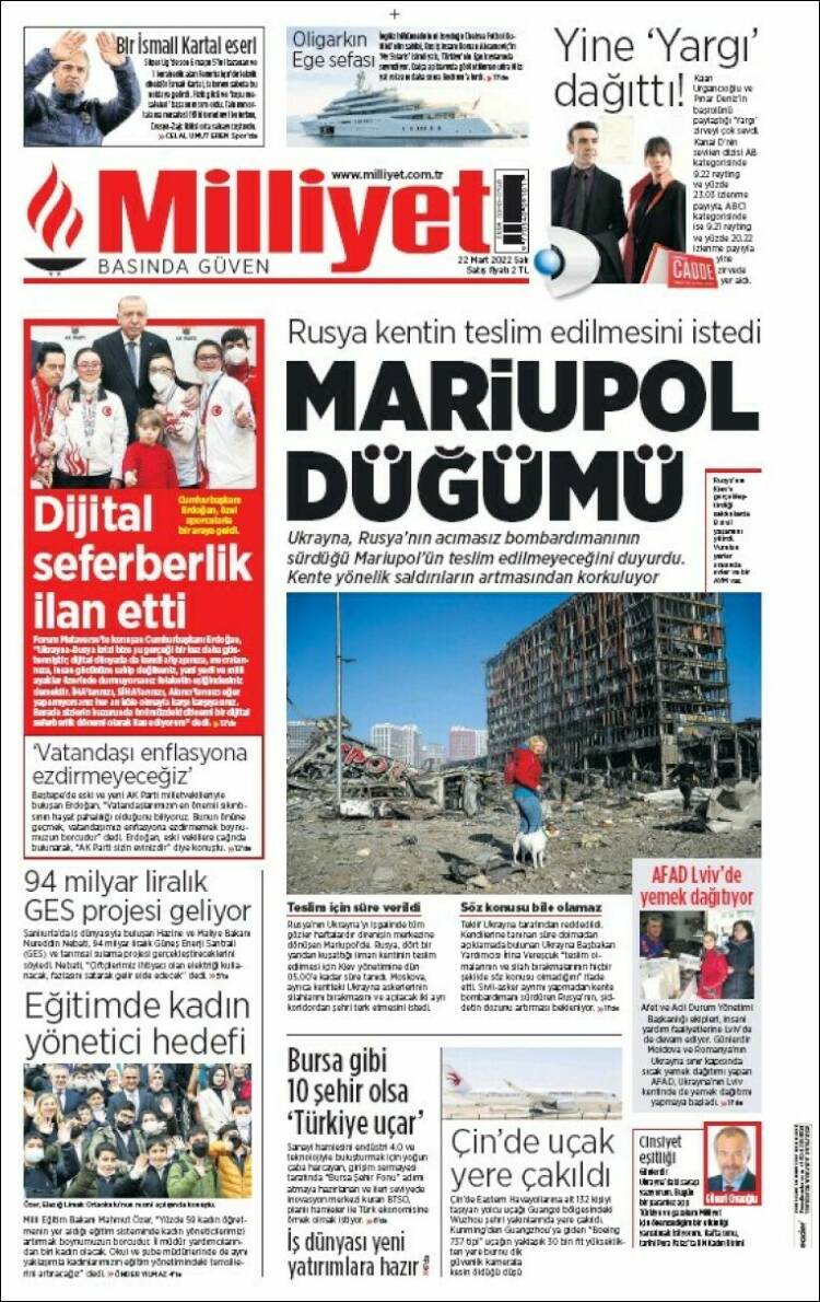 Portada de Milliyet (Turqu&iacute;a)