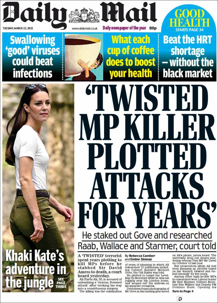 Portada de Daily Mail (Reino Unido)