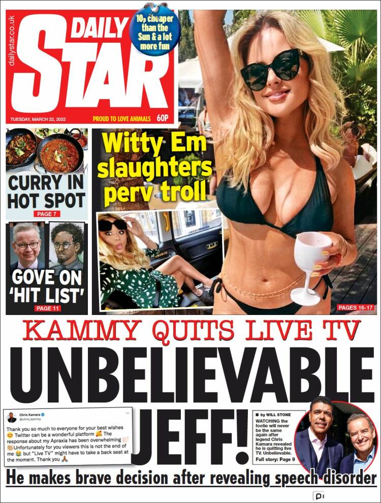 Portada de Daily Star (Reino Unido)