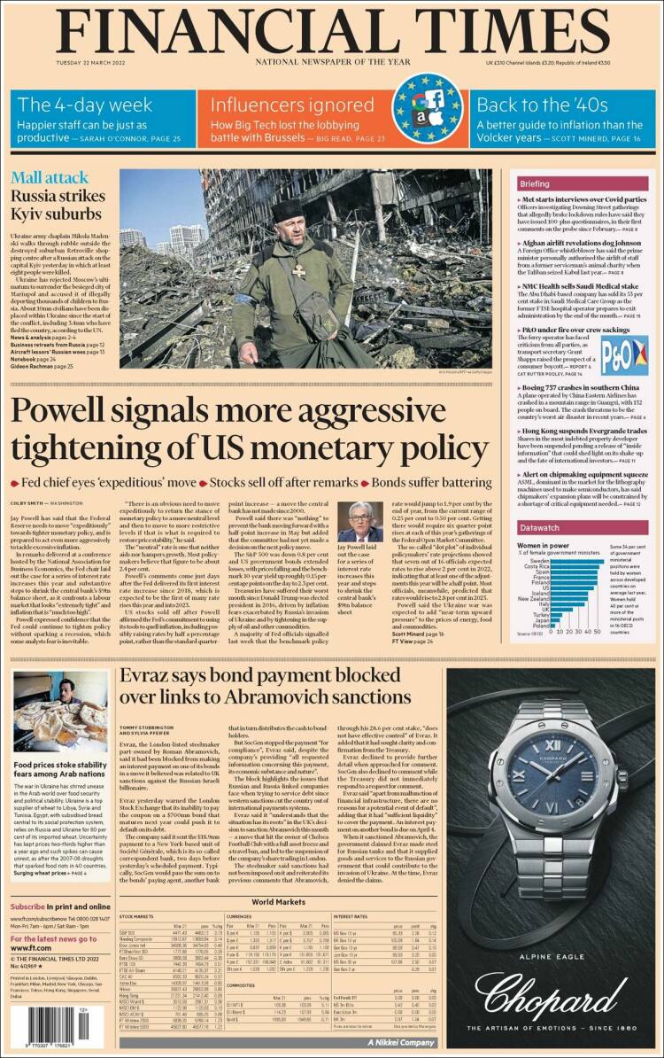 Portada de Financial Times (Reino Unido)