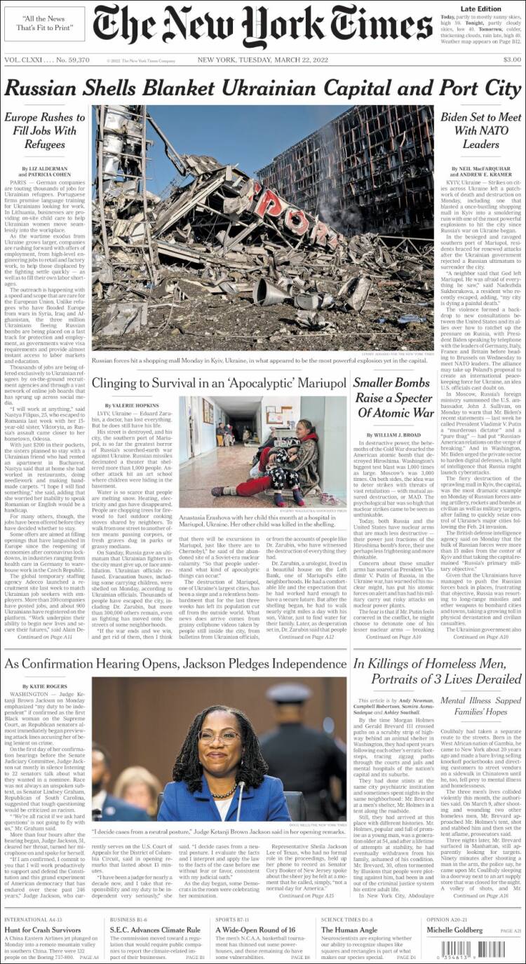 Portada de New York Times (USA)