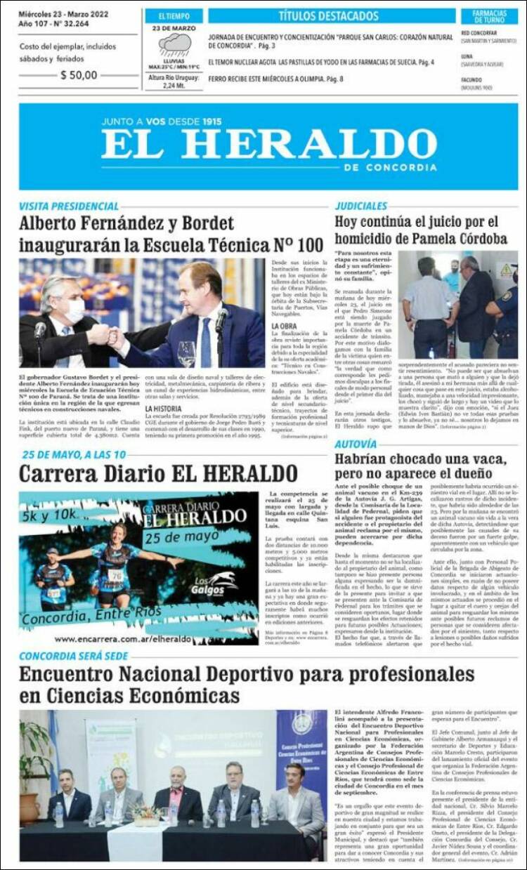 Portada de El Heraldo de Concordia (Argentina)