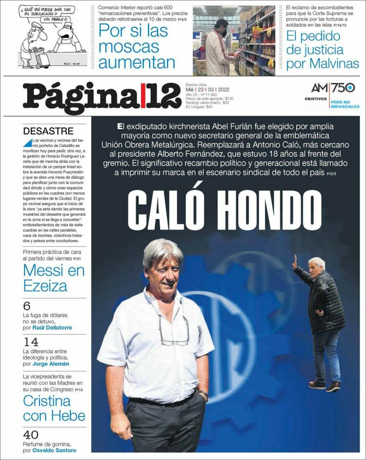 Portada de Página/12 (Argentina)