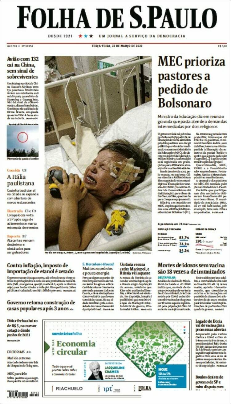 Portada de Folha de São Paulo (Brasil)