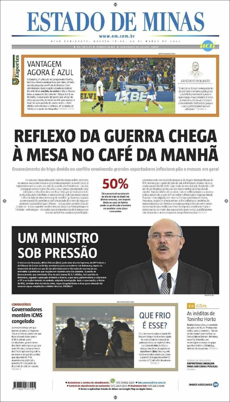 Portada de Jornal Estado de Minas (Brasil)