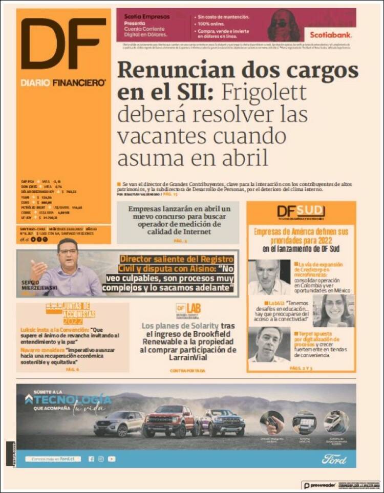 Portada de Diario Financiero (Chile)