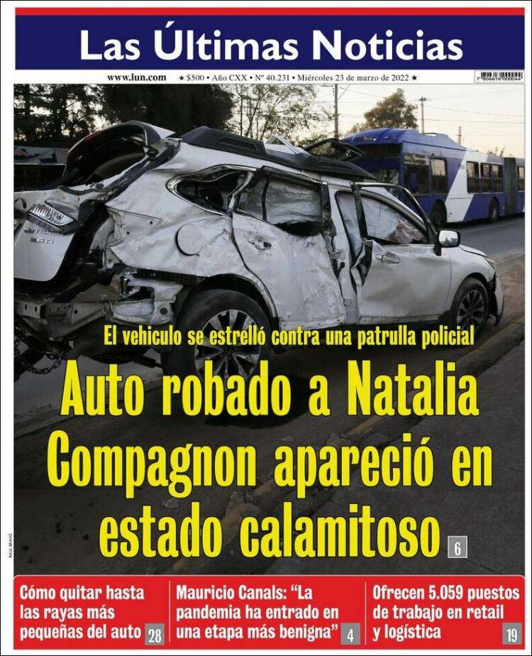 Portada de Las Últimas Noticias (Chile)