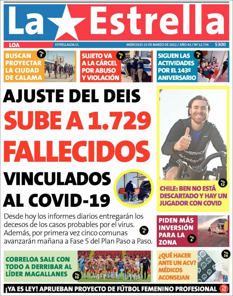 Portada de La Estrella de Loa (Chile)