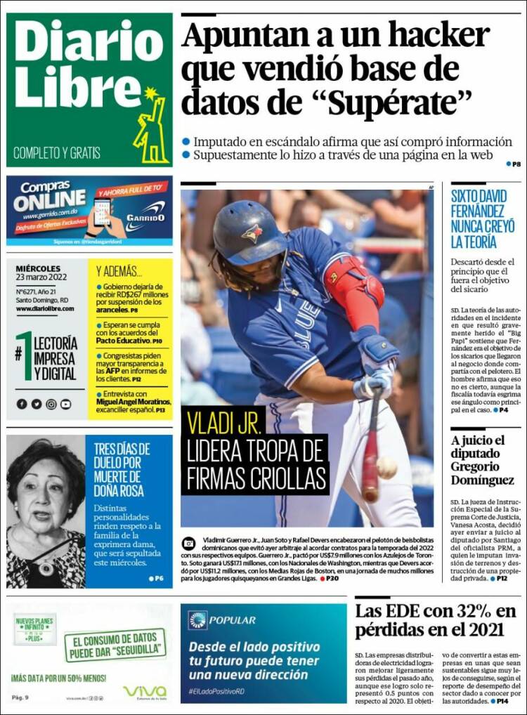 Portada de Diario Libre (R. Dominicana)