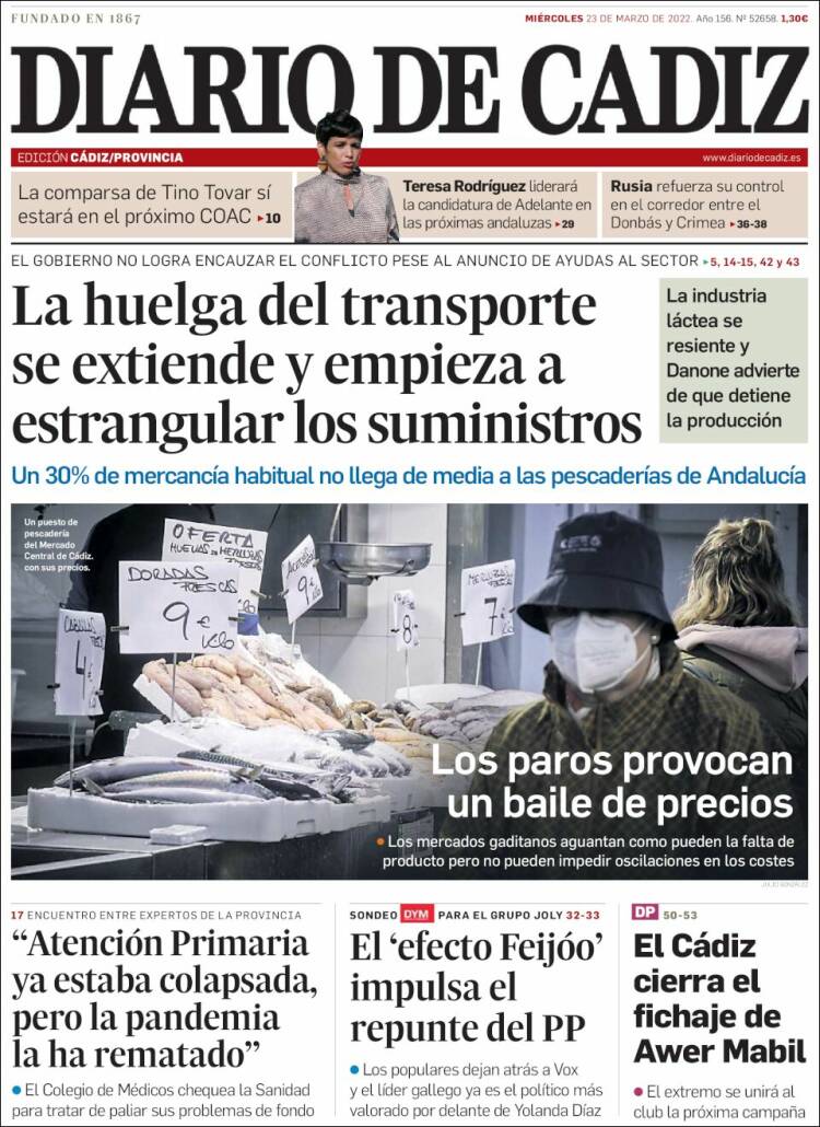 Portada de Diario de Cádiz (Spain)