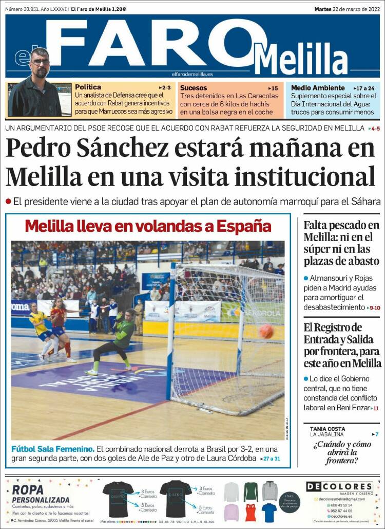 Portada de El Faro de Melilla (Spain)