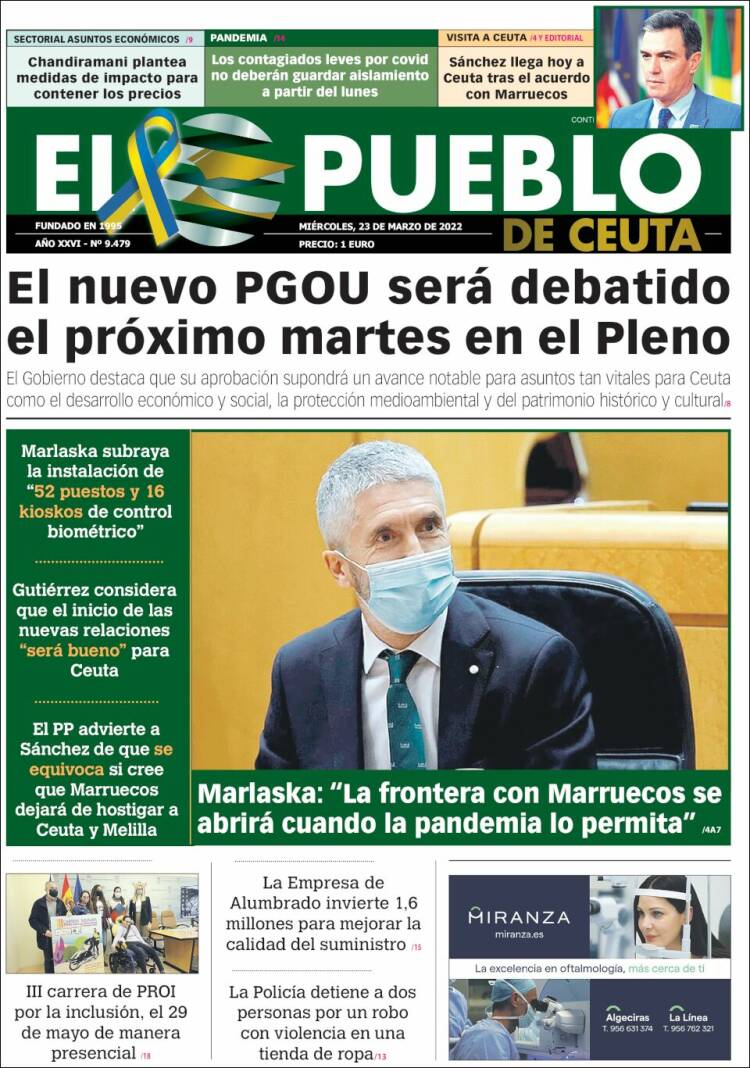 Portada de El Pueblo de Ceuta (Spain)