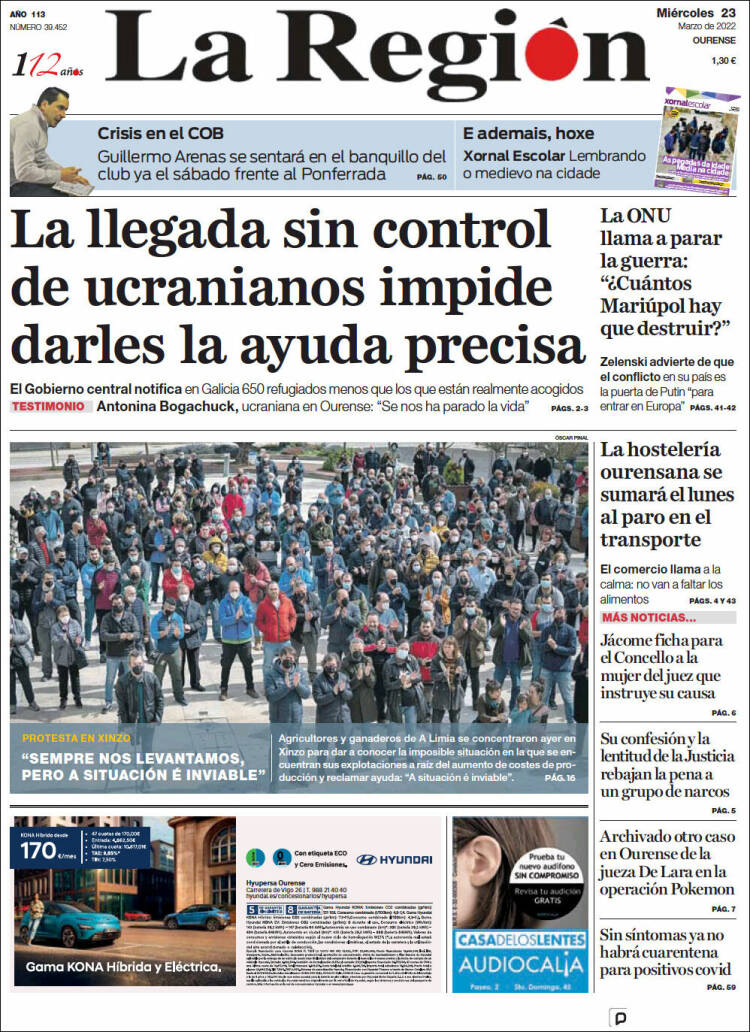 Portada de La Región de Ourense (España)