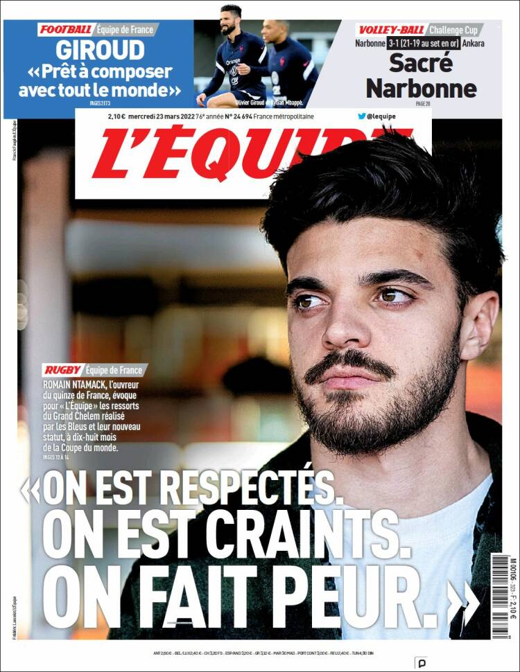 Portada de L'Equipe (Francia)
