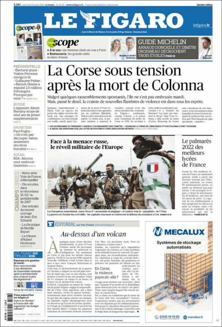 Portada de Le Figaro (Francia)