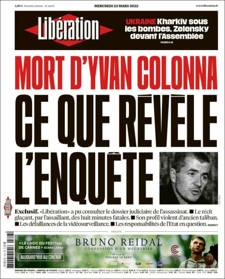 Portada de Libération (Francia)