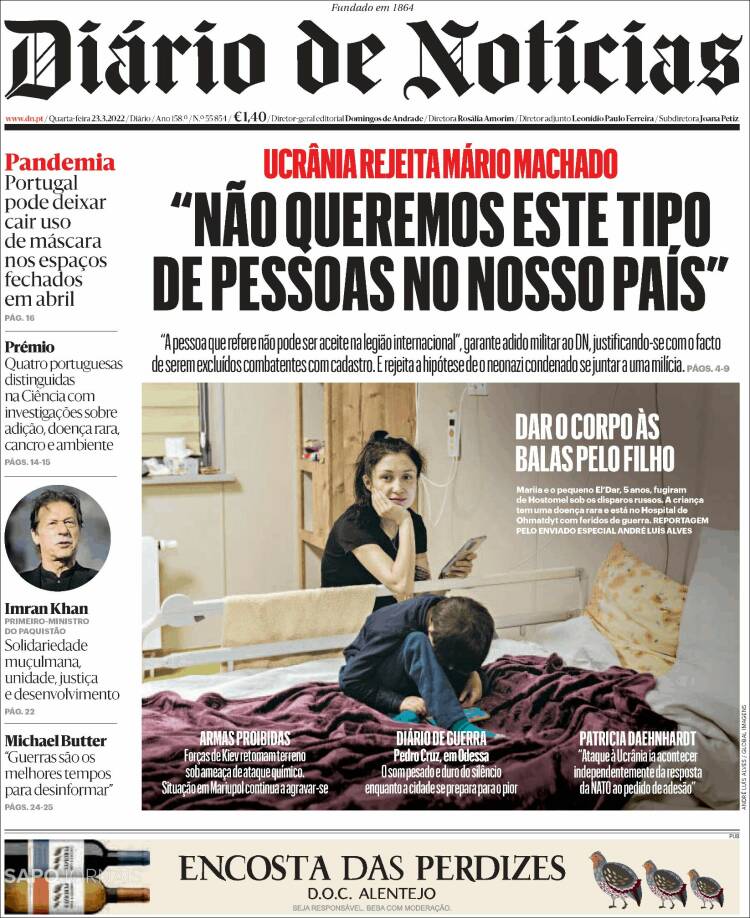 Portada de Diário de Noticias (Portugal)