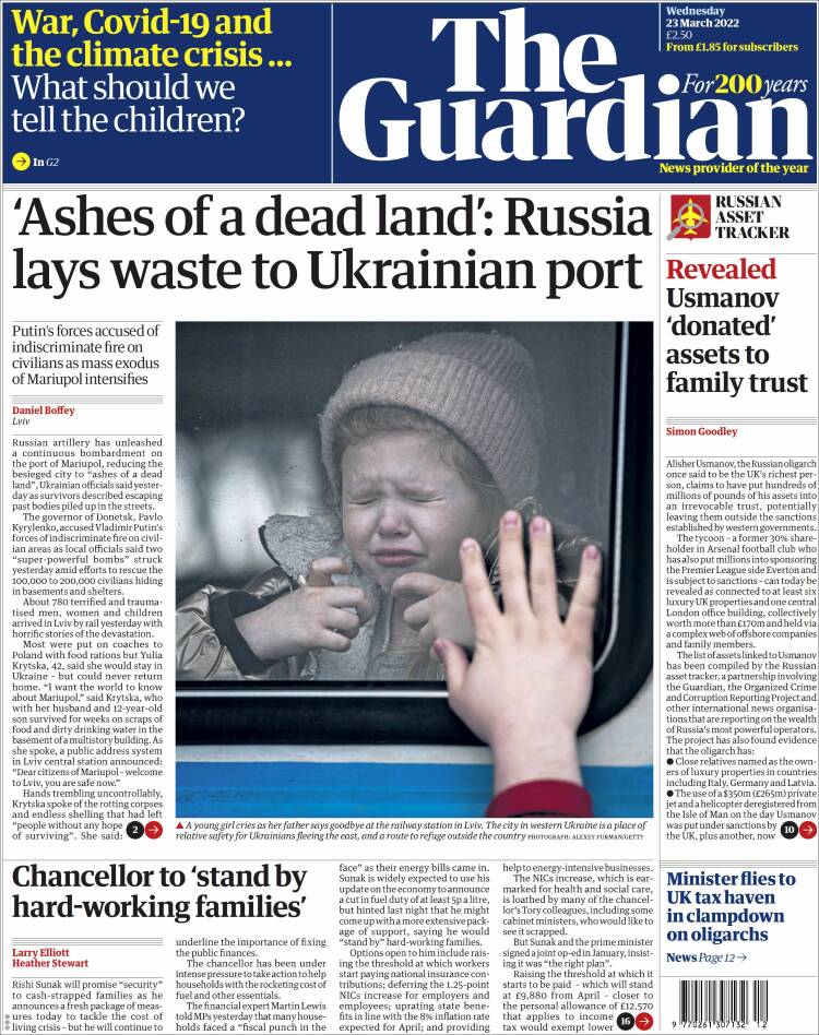 Portada de The Guardian (Reino Unido)