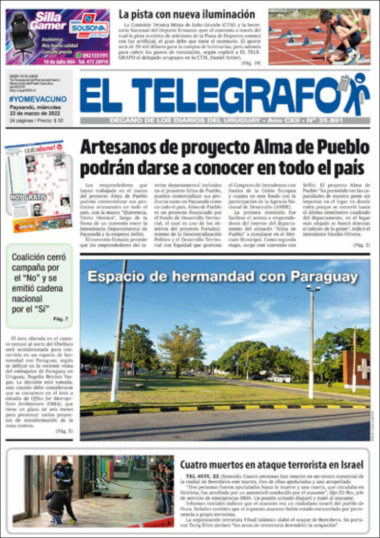 Portada de El Telégrafo (Uruguay)
