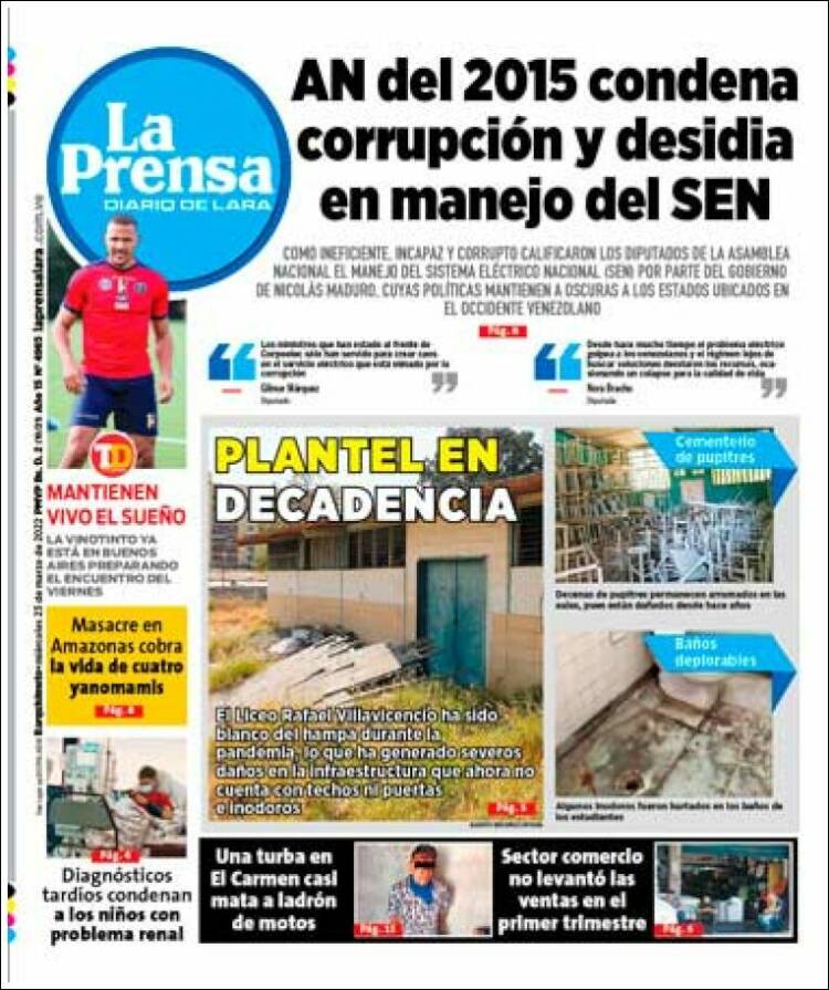 Portada de La Prensa de Lara (Venezuela)