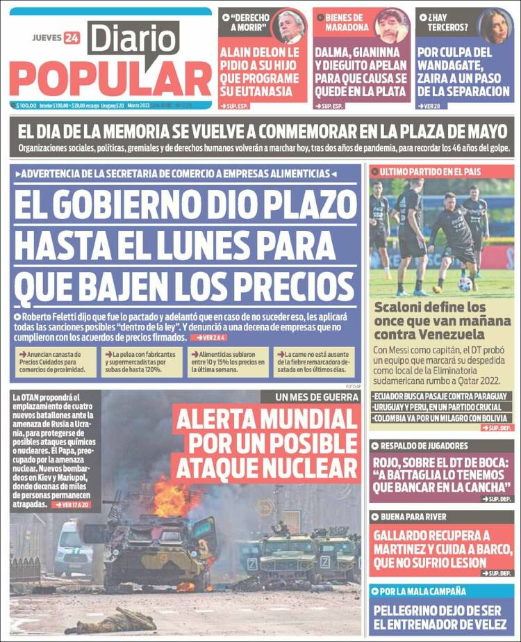 Portada de Diario Popular (Argentina)