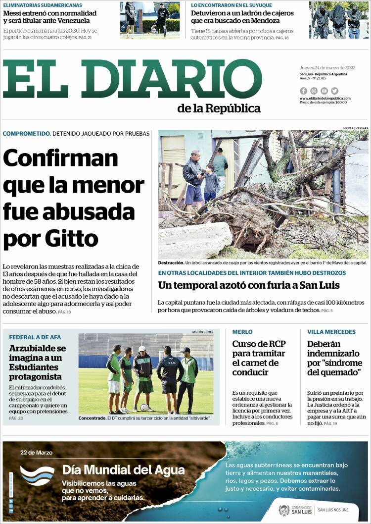 Portada de Diario de la República (Argentina)