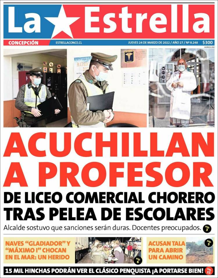 Portada de La Estrella de Concepción (Chile)