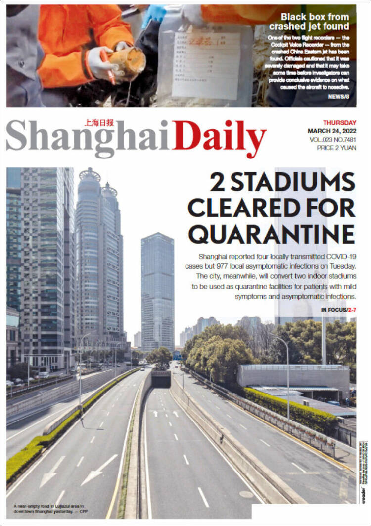 Portada de Shanghai Daily (China)