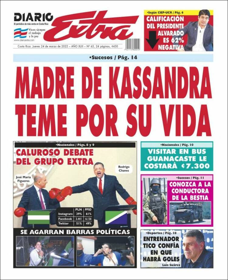 Portada de Diario Extra (Costa Rica)